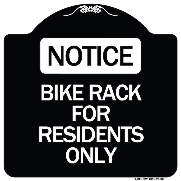 Signmission Bike Rack for Residents Only Heavy-Gauge Aluminum Architectural Sign, 18" x 18", BW-1818-24307 A-DES-BW-1818-24307 - main